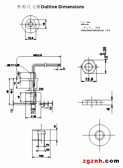 液位傳感器（水位傳感器）FS-0146-XXX尺寸規(guī)格