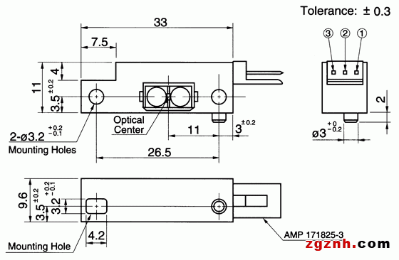 光電傳感器（光學(xué)傳感器）OH-1021尺寸規(guī)格