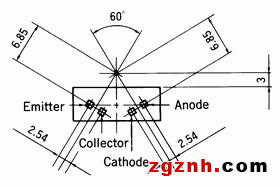 光電傳感器（光學(xué)傳感器）OM-2607針腳圖（仰視）