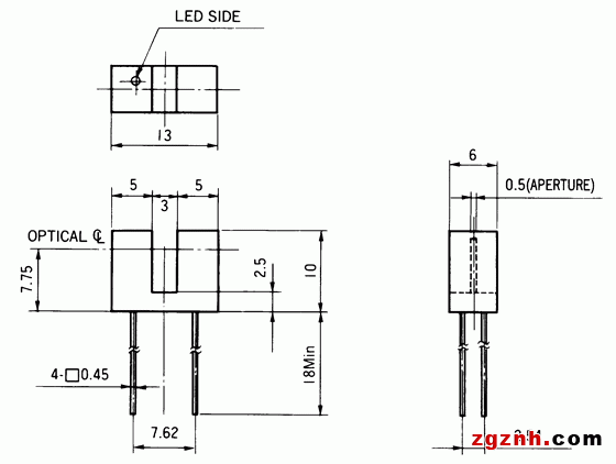 光電傳感器（光學(xué)傳感器）OJ-1002尺寸規(guī)格