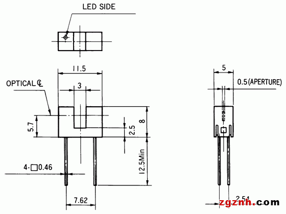 光電傳感器（光學(xué)傳感器）OJ-1709尺寸規(guī)格