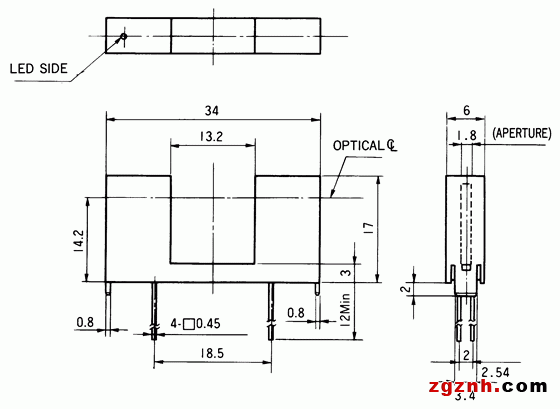 光電傳感器（光學(xué)傳感器）OJ-2306尺寸規(guī)格