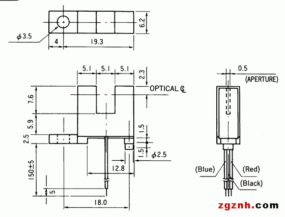 光電傳感器（光學(xué)傳感器）OJ-3102尺寸規(guī)格