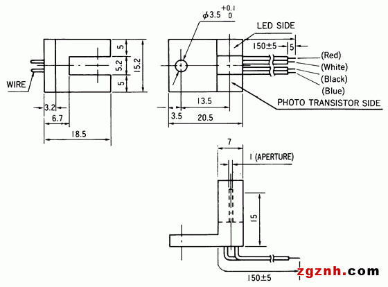 光電傳感器（光學(xué)傳感器）OJ-3302尺寸規(guī)格