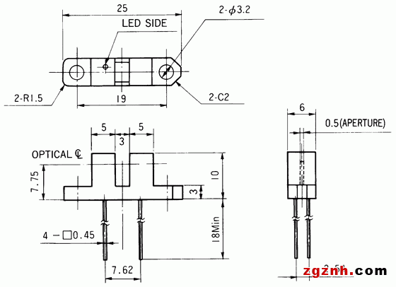 光電傳感器（光學(xué)傳感器）OJ-1402尺寸規(guī)格