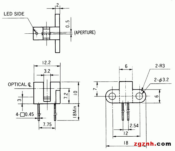 光電傳感器（光學(xué)傳感器）OJ-1502尺寸規(guī)格