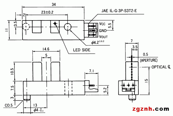 光電傳感器（光學傳感器）OJ-3705尺寸規(guī)格